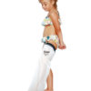Young girl standing up and wearing a full leg LimbO Waterproof Protector on her left leg