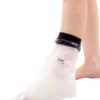 A close up shot of an adult foot LimbO Waterproof Protector on a foot