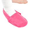 A close up of the pink LimbO Toe Cozy being worn on a plaster cast