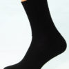 A black cotton Prosox Ankle Length Sock that has been placed on a mannequin leg to demonstrate the appearance when worn on an actual leg.