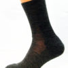 A grey wool Prosox Ankle Length Sock that has been placed on a mannequin leg to demonstrate the appearance when worn on an actual leg.