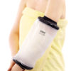 A close up shot of an adult elbow LimbO Waterproof Protector on an arm