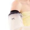 A close up of the neoprene seal on a LimbO Full Arm Waterproof Protector being worn by a woman on her right arm
